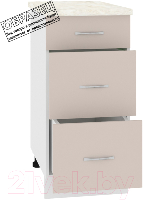 Шкаф-стол кухонный Кортекс-мебель Корнелия Лира НШ40р3ш (капучино/дуб бунратти)