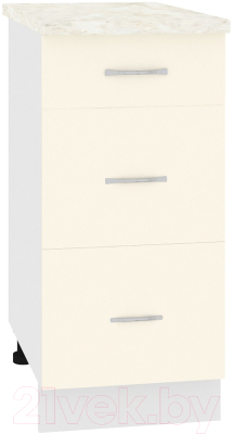 Шкаф-стол кухонный Кортекс-мебель Корнелия Лира НШ40р3ш (крем/дуб бунратти) - фото