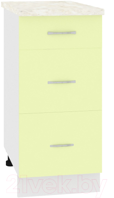 Шкаф-стол кухонный Кортекс-мебель Корнелия Лира НШ40р3ш (салатовый/дуб бунратти) - фото