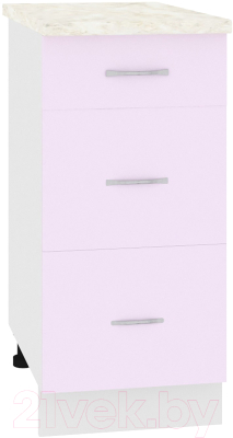 Шкаф-стол кухонный Кортекс-мебель Корнелия Лира НШ40р3ш (сирень/дуб бунратти) - фото