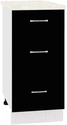 Шкаф-стол кухонный Кортекс-мебель Корнелия Лира НШ40р3ш (черный/дуб бунратти) - фото