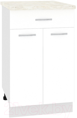 Шкаф-стол кухонный Кортекс-мебель Корнелия Лира НШ50р1ш (белый/дуб бунратти) - фото