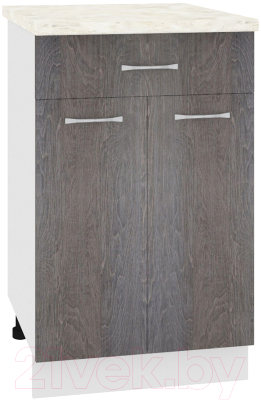 Шкаф-стол кухонный Кортекс-мебель Корнелия Лира НШ50р1ш (береза/дуб бунратти) - фото