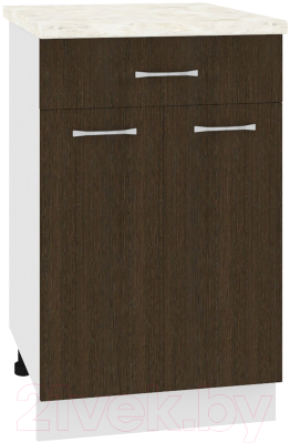 Шкаф-стол кухонный Кортекс-мебель Корнелия Лира НШ50р1ш (венге/дуб бунратти) - фото