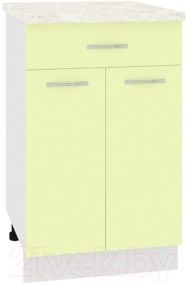 Шкаф-стол кухонный Кортекс-мебель Корнелия Лира НШ50р1ш (салатовый/дуб бунратти) - фото