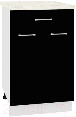 Шкаф-стол кухонный Кортекс-мебель Корнелия Лира НШ50р1ш (черный/дуб бунратти) - фото