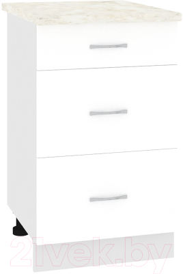 Шкаф-стол кухонный Кортекс-мебель Корнелия Лира НШ50р3ш (белый/дуб бунратти) - фото