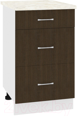 Шкаф-стол кухонный Кортекс-мебель Корнелия Лира НШ50р3ш (венге/дуб бунратти) - фото