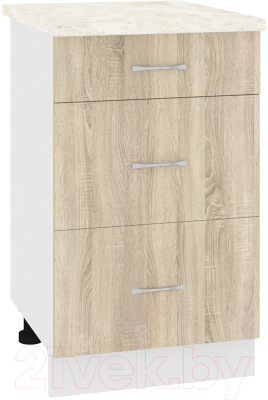 Шкаф-стол кухонный Кортекс-мебель Корнелия Лира НШ50р3ш (дуб сонома/дуб бунратти) - фото