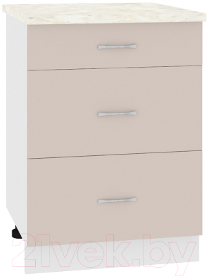 Шкаф-стол кухонный Кортекс-мебель Корнелия Лира НШ50р3ш (капучино/дуб бунратти) - фото