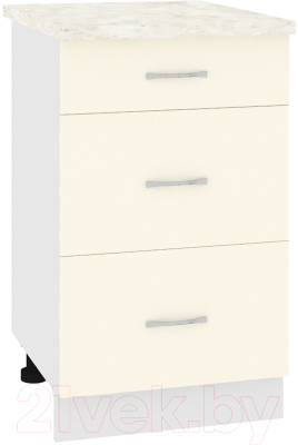 Шкаф-стол кухонный Кортекс-мебель Корнелия Лира НШ50р3ш (крем/дуб бунратти) - фото