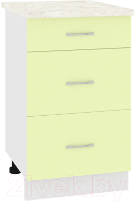 Шкаф-стол кухонный Кортекс-мебель Корнелия Лира НШ50р3ш (салатовый/дуб бунратти) - фото