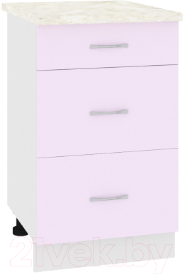 Шкаф-стол кухонный Кортекс-мебель Корнелия Лира НШ50р3ш (сирень/дуб бунратти) - фото