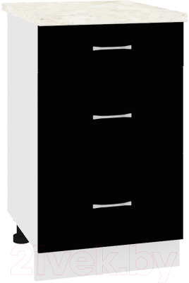 Шкаф-стол кухонный Кортекс-мебель Корнелия Лира НШ50р3ш (черный/дуб бунратти) - фото