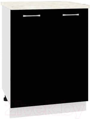 Шкаф-стол кухонный Кортекс-мебель Корнелия Лира НШ60р (черный/дуб бунратти) - фото
