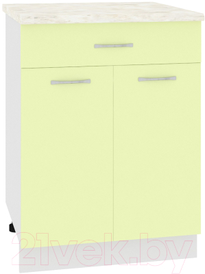 Шкаф-стол кухонный Кортекс-мебель Корнелия Лира НШ60р1ш (салатовый/дуб бунратти) - фото
