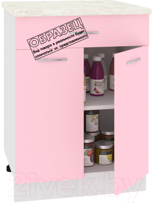 Шкаф-стол кухонный Кортекс-мебель Корнелия Лира НШ60р1ш (салатовый/дуб бунратти)