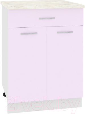 Шкаф-стол кухонный Кортекс-мебель Корнелия Лира НШ60р1ш (сирень/дуб бунратти) - фото