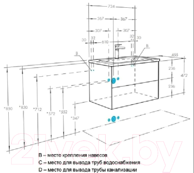 Тумба с умывальником Акватон Сохо 75 (1A2581K2AJ010)