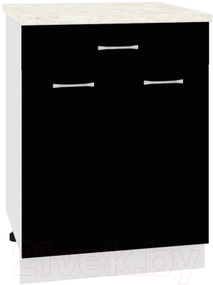 Шкаф-стол кухонный Кортекс-мебель Корнелия Лира НШ60р1ш (черный/дуб бунратти) - фото