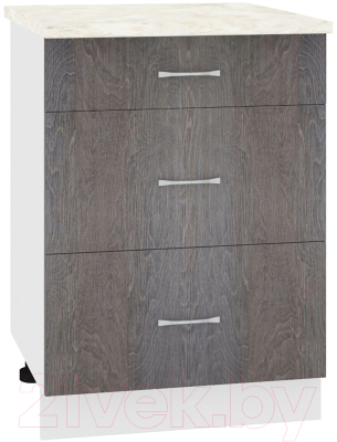 Шкаф-стол кухонный Кортекс-мебель Корнелия Лира НШ60р3ш (береза/дуб бунратти) - фото