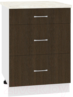 Шкаф-стол кухонный Кортекс-мебель Корнелия Лира НШ60р3ш (венге/дуб бунратти) - фото