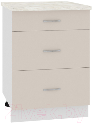 Шкаф-стол кухонный Кортекс-мебель Корнелия Лира НШ60р3ш (капучино/дуб бунратти) - фото