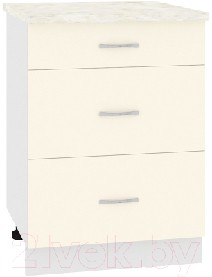 Шкаф-стол кухонный Кортекс-мебель Корнелия Лира НШ60р3ш (крем/дуб бунратти) - фото