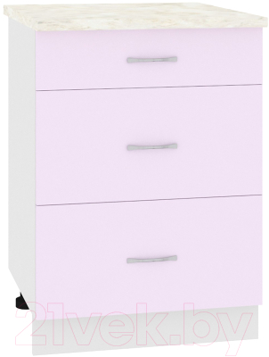 Шкаф-стол кухонный Кортекс-мебель Корнелия Лира НШ60р3ш (сирень/дуб бунратти) - фото