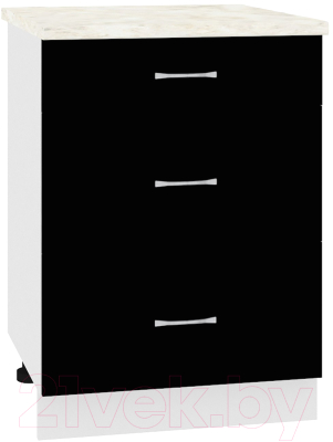 Шкаф-стол кухонный Кортекс-мебель Корнелия Лира НШ60р3ш (черный/дуб бунратти) - фото