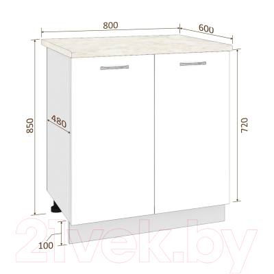 Шкаф-стол кухонный Кортекс-мебель Корнелия Лира НШ80р (белый/дуб бунратти)