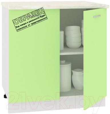 Шкаф-стол кухонный Кортекс-мебель Корнелия Лира НШ80р (салатовый/дуб бунратти)