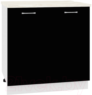 Шкаф-стол кухонный Кортекс-мебель Корнелия Лира НШ80р (черный/дуб бунратти) - фото