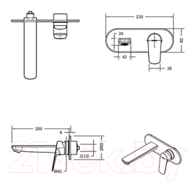 Смеситель Bravat Rhein P8429564BW-ENG