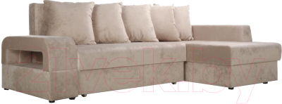 Диван угловой Stolline Марго 1 (26) УП правый (бежевый велюр) - фото