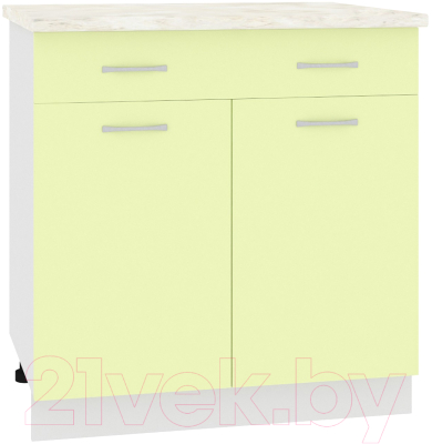Шкаф-стол кухонный Кортекс-мебель Корнелия Лира НШ80р1ш (салатовый/дуб бунратти) - фото