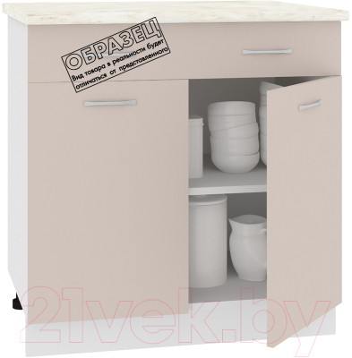 Шкаф-стол кухонный Кортекс-мебель Корнелия Лира НШ80р1ш (салатовый/дуб бунратти)