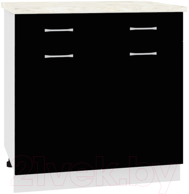 Шкаф-стол кухонный Кортекс-мебель Корнелия Лира НШ80р1ш (черный/дуб бунратти) - фото