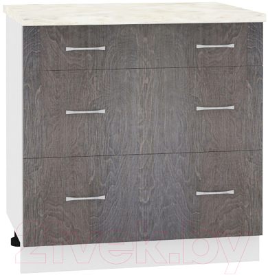 Шкаф-стол кухонный Кортекс-мебель Корнелия Лира НШ80р3ш (береза/дуб бунратти) - фото