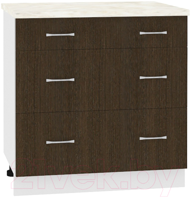 Шкаф-стол кухонный Кортекс-мебель Корнелия Лира НШ80р3ш (венге/дуб бунратти) - фото