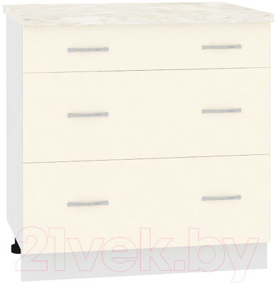 Шкаф-стол кухонный Кортекс-мебель Корнелия Лира НШ80р3ш (крем/дуб бунратти) - фото