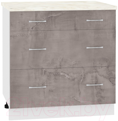 Шкаф-стол кухонный Кортекс-мебель Корнелия Лира НШ80р3ш (оникс/дуб бунратти) - фото