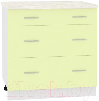 Шкаф-стол кухонный Кортекс-мебель Корнелия Лира НШ80р3ш (салатовый/дуб бунратти) - фото