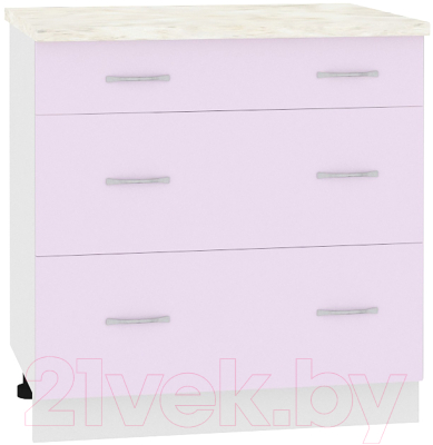 Шкаф-стол кухонный Кортекс-мебель Корнелия Лира НШ80р3ш (сирень/дуб бунратти) - фото