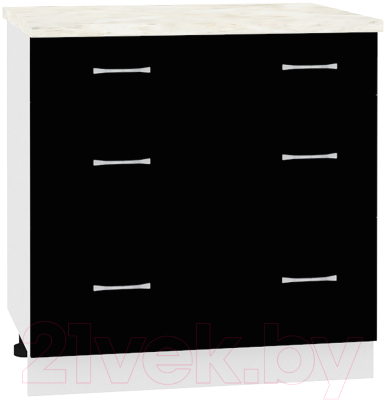 Шкаф-стол кухонный Кортекс-мебель Корнелия Лира НШ80р3ш (черный/дуб бунратти) - фото