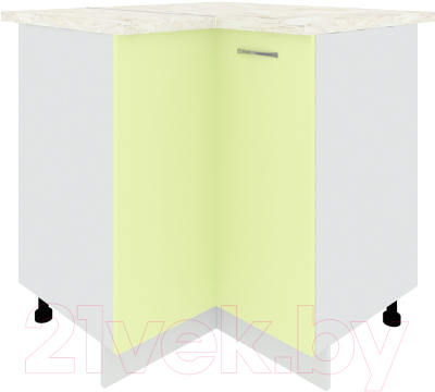 Шкаф-стол кухонный Кортекс-мебель Корнелия Лира НШУ угловой (салатовый/дуб бунратти) - фото
