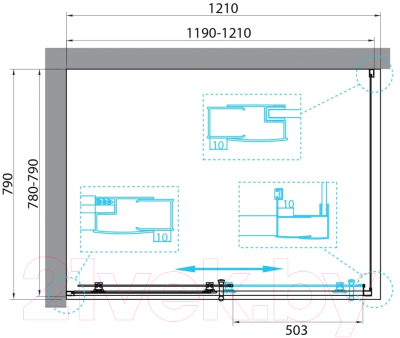 Душевой уголок BelBagno UNO-195-AH-1-120/80-C-NERO