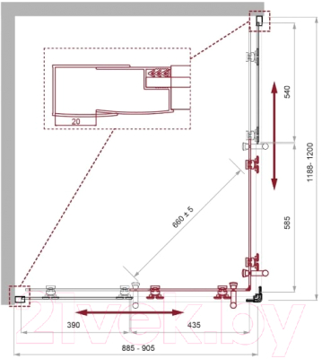 Душевой уголок BelBagno UNO-195-AH-2-120/90-P-NERO