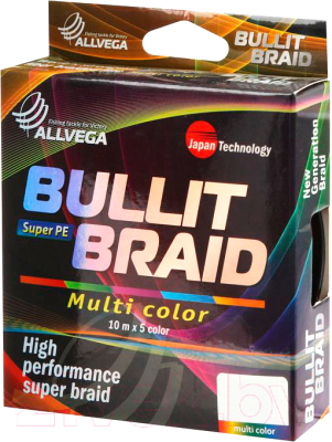 Леска плетеная Allvega Bullit Braid 0.14мм 150м / BB150MC14 (Multiсolor) - фото