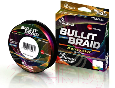 Леска плетеная Allvega Bullit Braid 0.18мм 150м / BB150MC18 (Multiсolor)